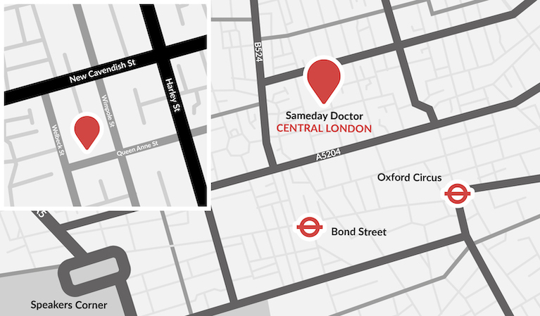 Private Doctor London map