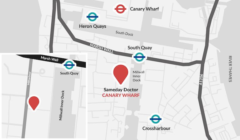 Private Doctor Canary Wharf map