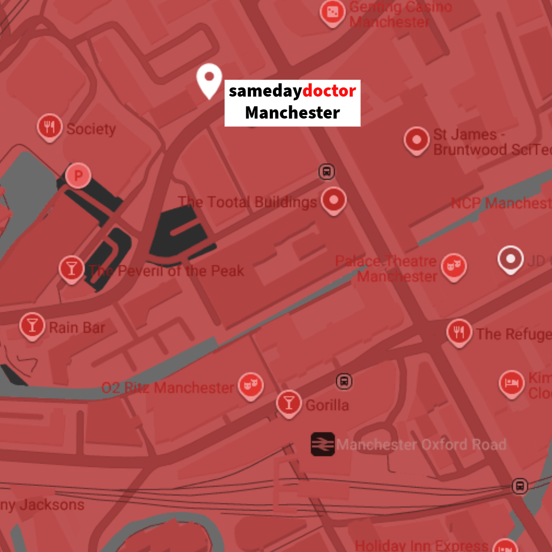 Private Doctor Manchester map